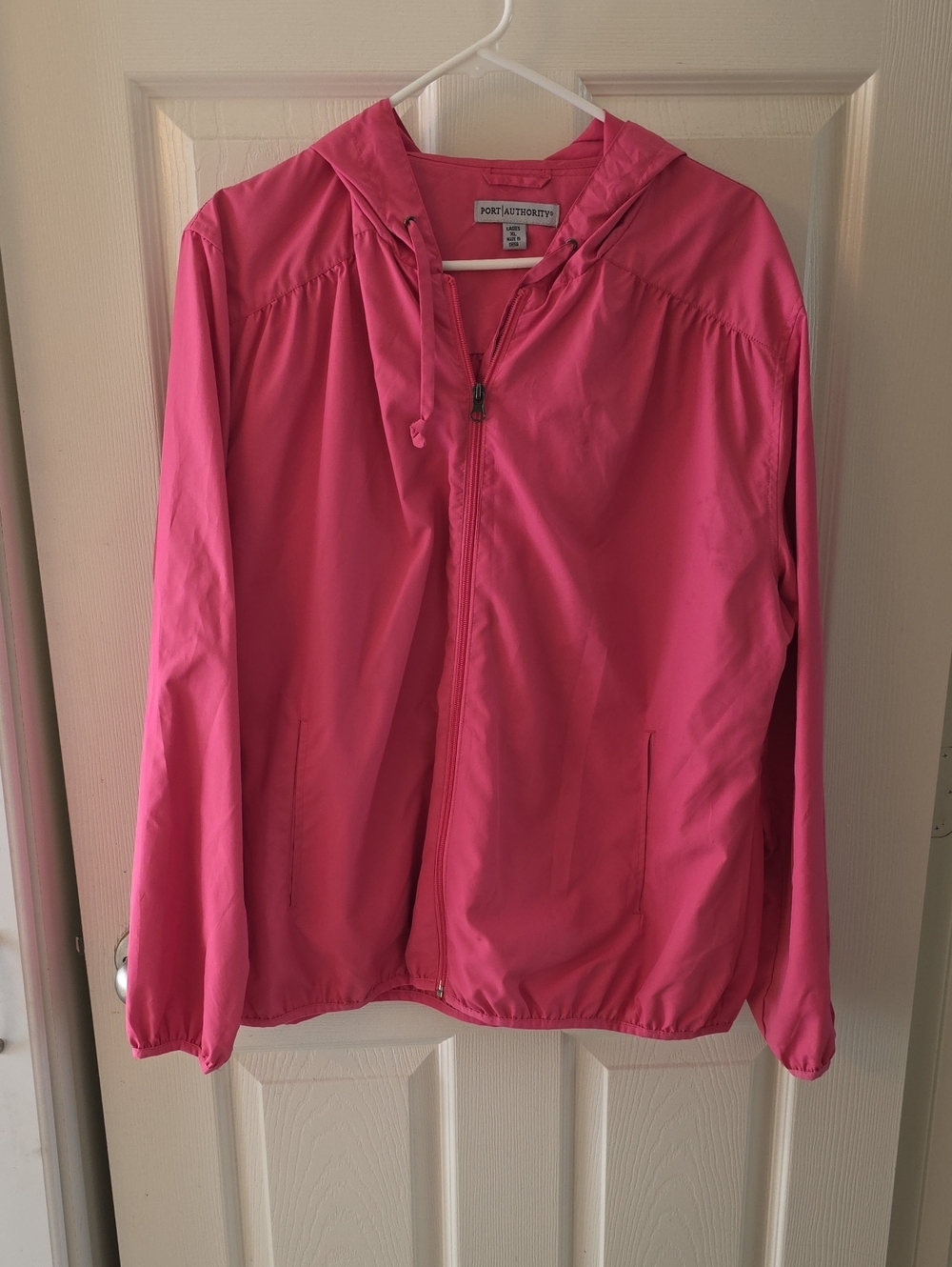 Port Authority Pink Hooded Windbreaker Jacket